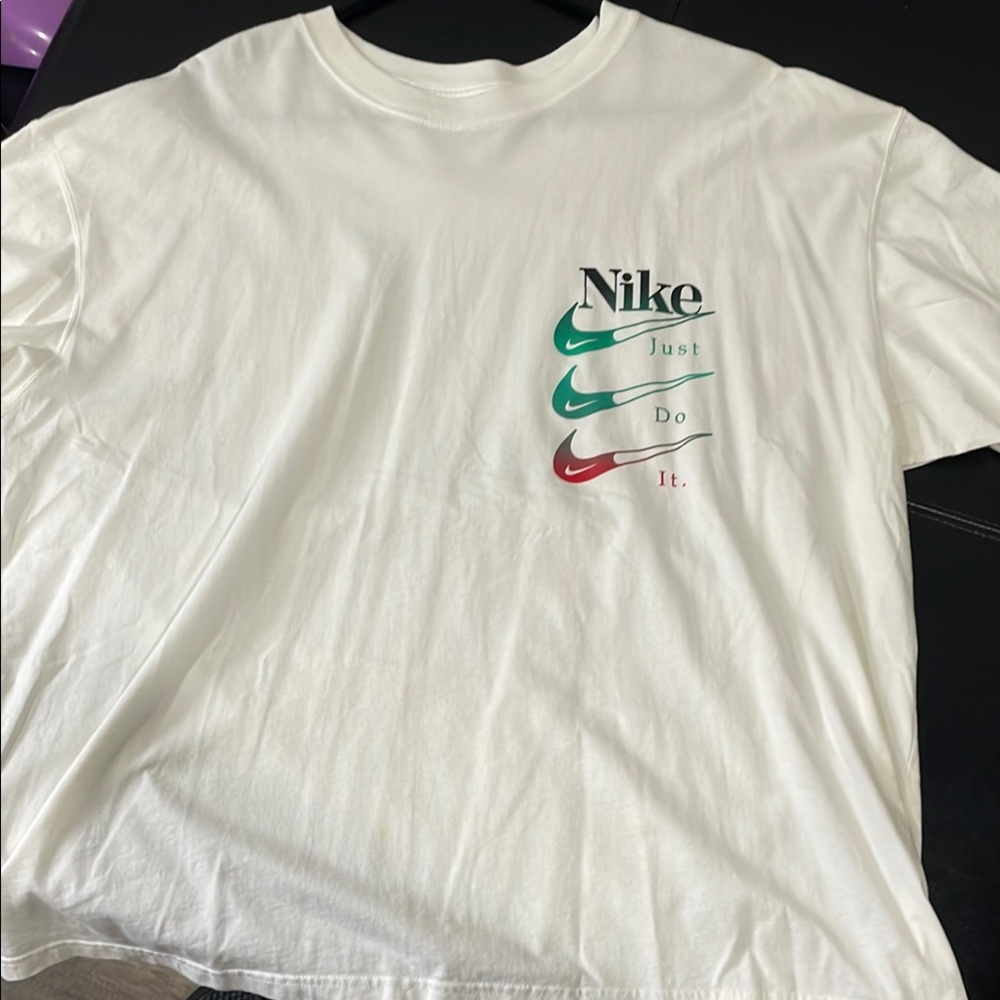 Nike White T-Shirt with Multicolor Swoosh